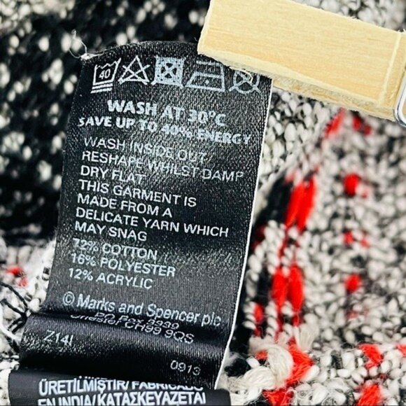 Pernua Marks & Spencer‎ Texture Knit Cardigan Womens 14 16 Red Black - Picture 5 of 9